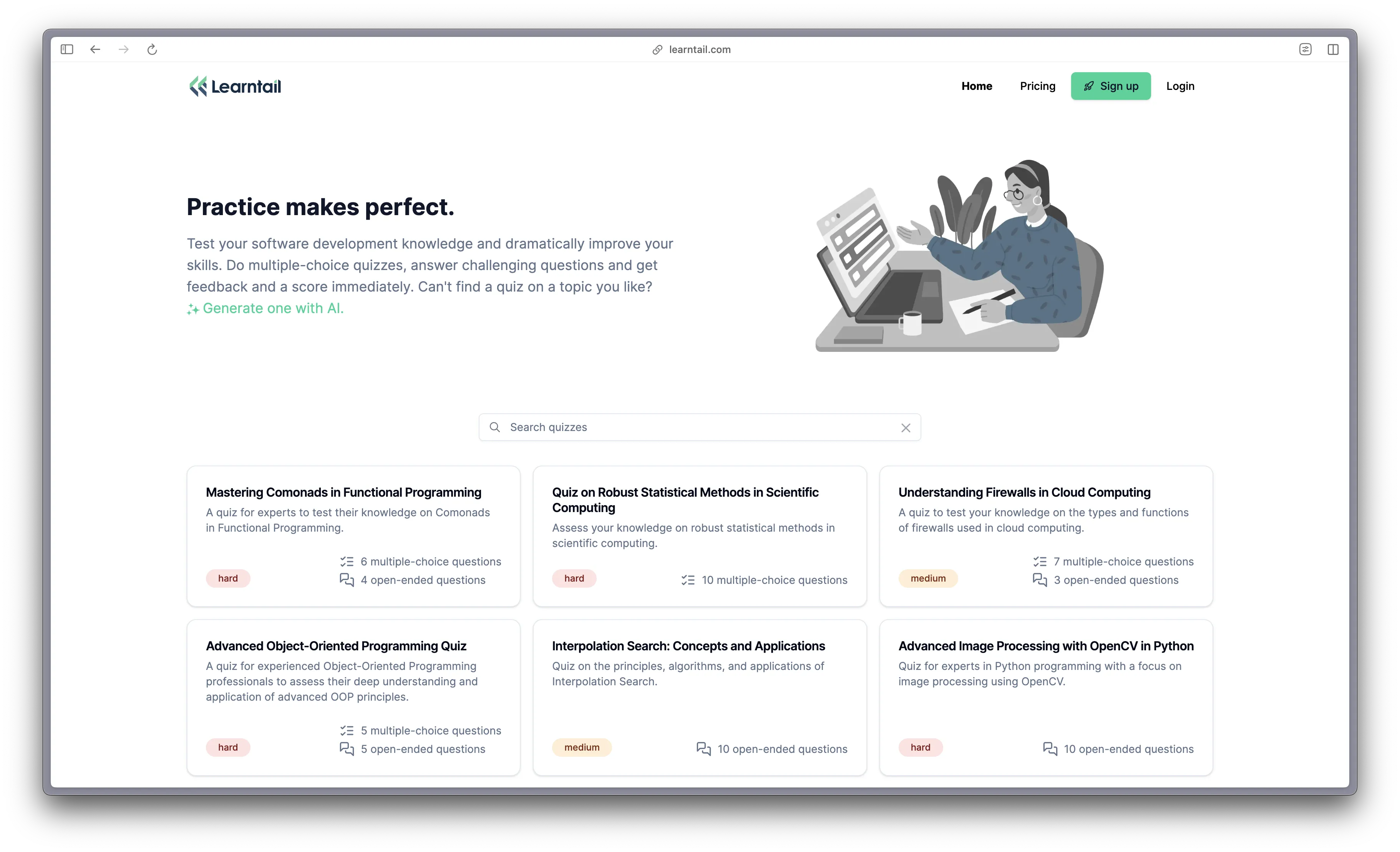 Learntail Home Page